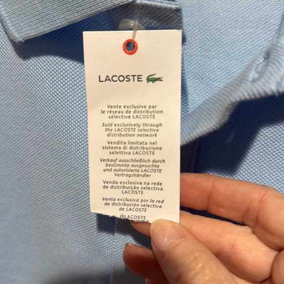 BRAND NEW Lacoste Men's Light Blue Polo Shirt Size Large Slim Fit NWT - Picture 11 of 13